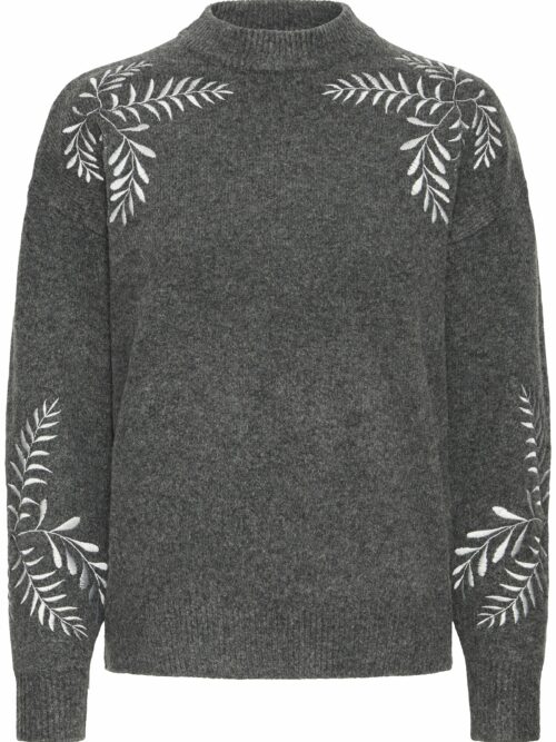 Pull brodé gris foncé BYMAGGE