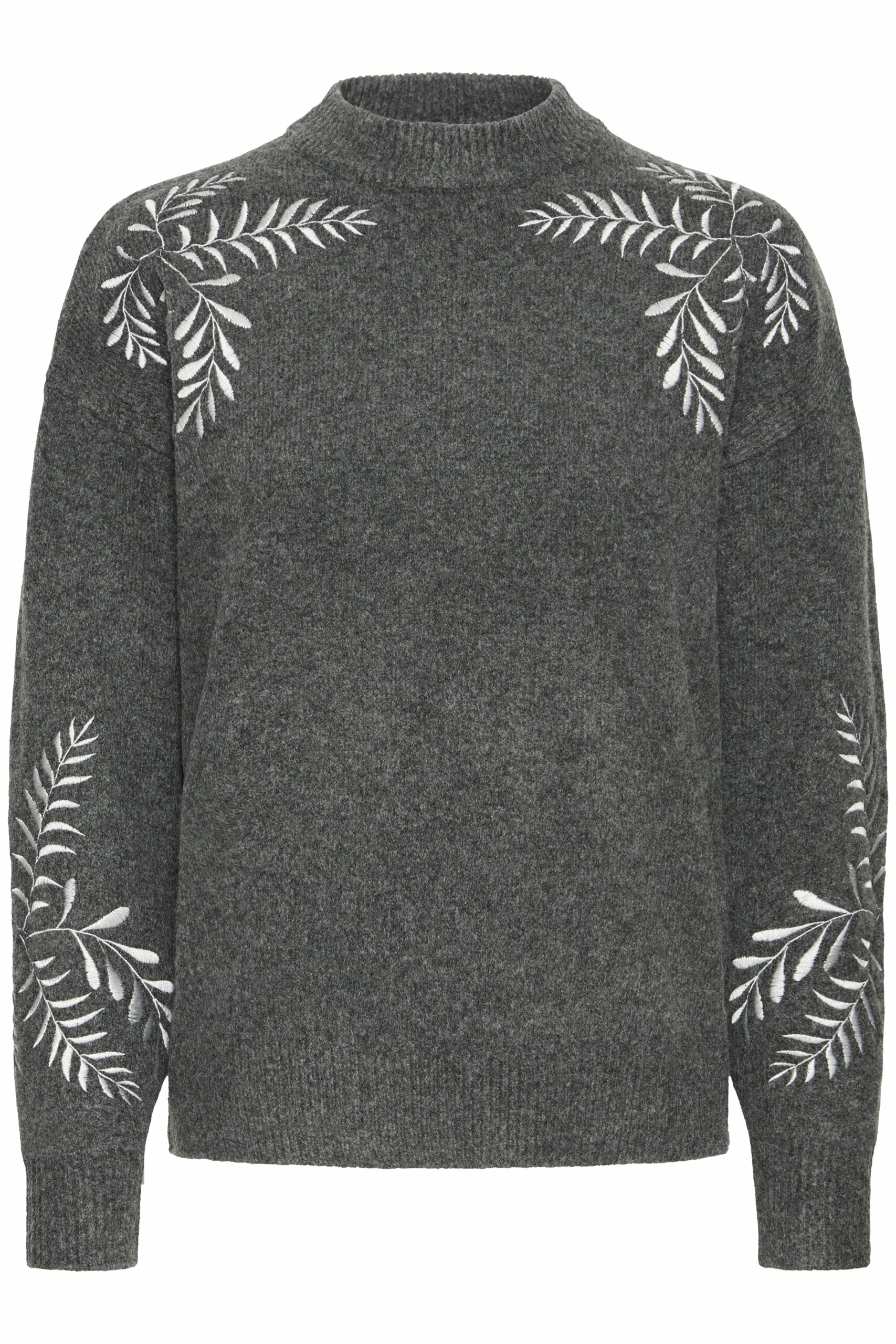 Pull brodé gris foncé BYMAGGE