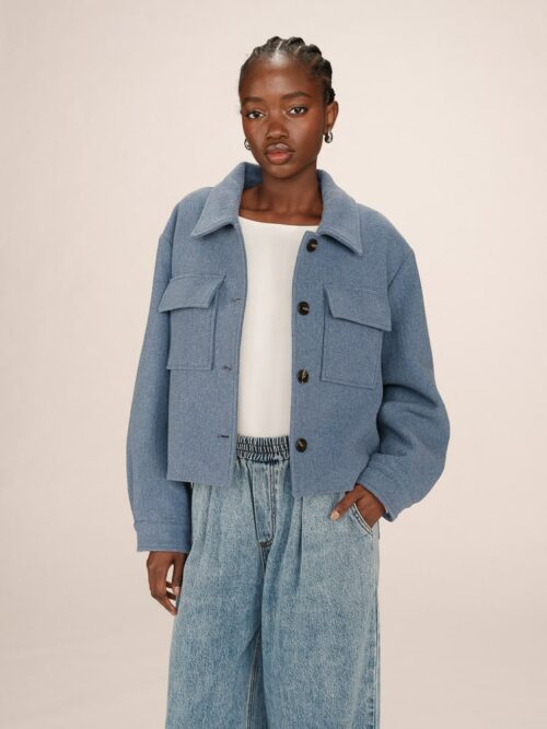 Veste bleu denim NOVEMBRE ouverte