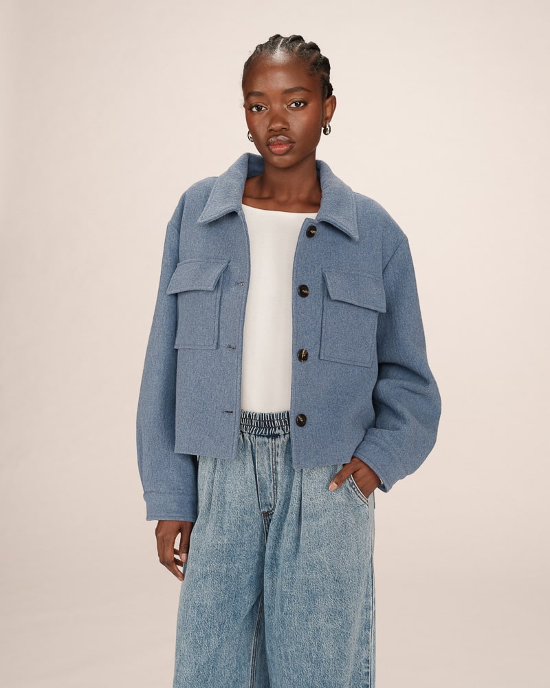 Veste bleu denim NOVEMBRE ouverte
