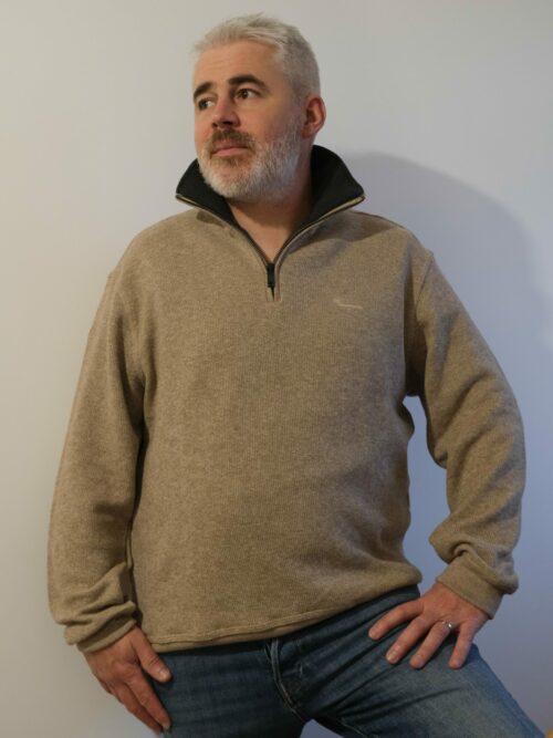 Sweat trieux beige cap marine