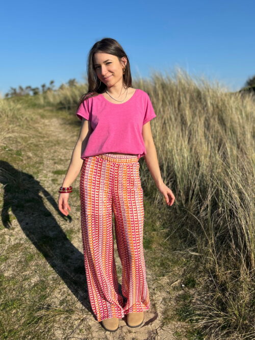 T-shirt BYPALUREXI en Lurex Rose