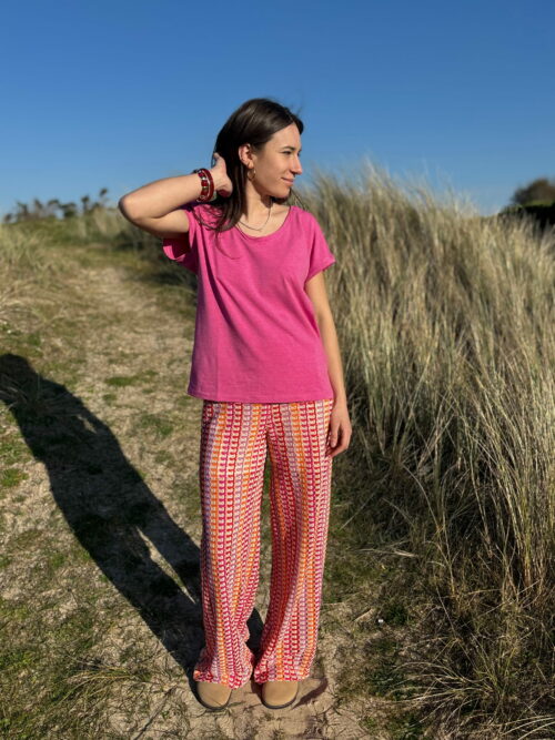 T-shirt BYPALUREXI en Lurex Rose