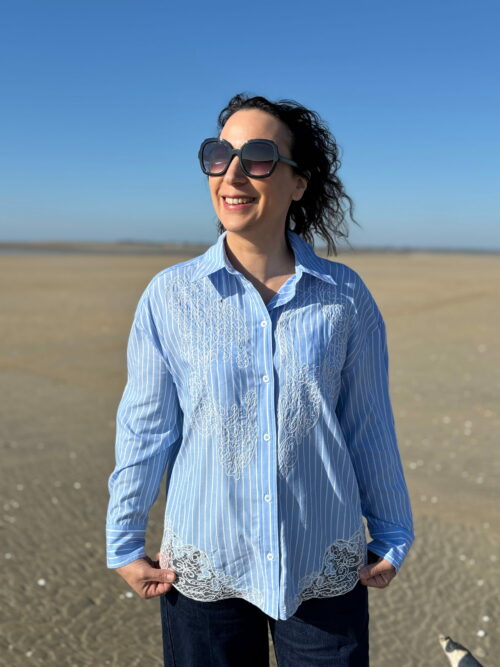 Chemise Rayée à Dentelle